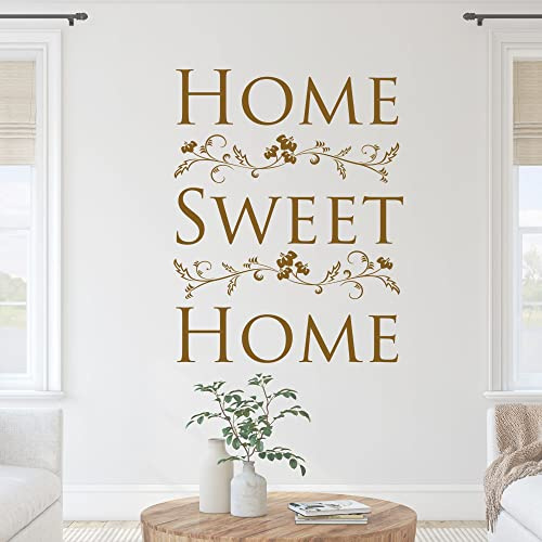 GRAZDesign Wandtattoo Wohnzimmer Sprüche Home Sweet home Blumen - Wandaufkleber Familie, Schlafzimmer Flur - Wand Dekorationen modern, selbstklebend, 38x30cm, 070 schwarz