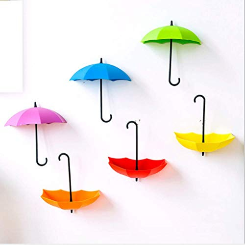 DADA BABY CARRIER Self Adhesive Wall Hooks,Umbrella Key Holder Rack Decorative for Home/Office, Pack of 6