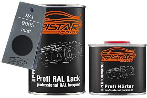 TRISTARcolor RAL 9005 Tiefschwarz matt 2K Autolack 1,5 Liter / 1500 ml Dose inkl. Härter