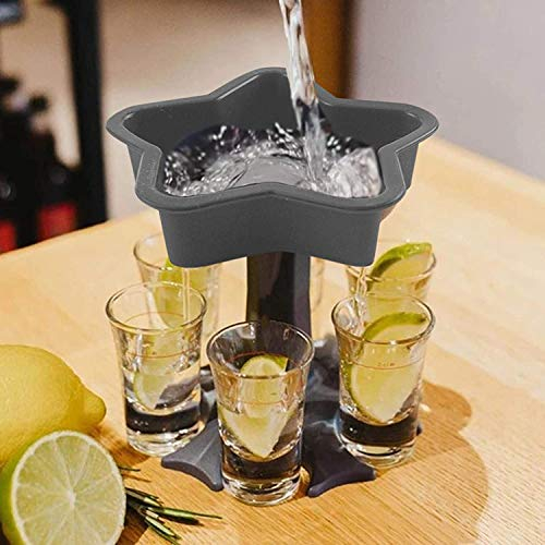 W&HH SHOP 6 Shot Glass Dispenser and Holder Shot Glass Dispenser Drink Carrier Dispenser Filling Liquids Bar Cocktail Dispenser Bar Shot Dispenser,A Gray