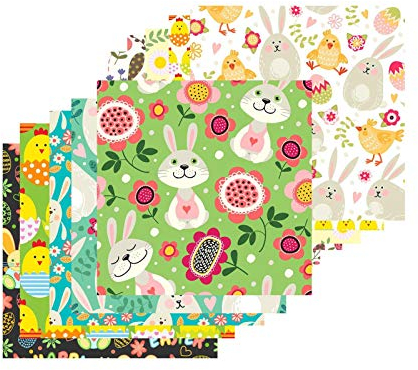 Alacritua Ostern Baumwolltuch, Baumwollstoff Patchwork Stoffe,DIY Gewebe Quadrate Baumwolltuch Stoffpaket,Quadrate Baumwolltuch Stoffpaket zum Nähen mit vielfältiges Muster