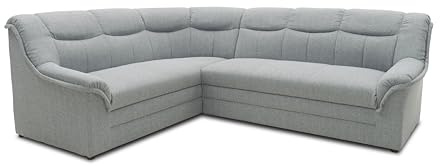 DOMO. collection Ecksofa Berlin, Federkern, Silber | 3 Sitzer rechts mit Federkern für hohen Sitzkomfort als Ecksofa in L-Form, 205 x 250 x 89 cm (BxTxH)