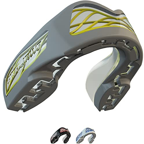 SafeJawz Nitro Erwachsene und Junior Mundschutz mit Etui für Boxen, Basketball, Lacrosse, Fußball, MMA, Kampfsport, Hockey und alle Kontaktsportarten (grau)