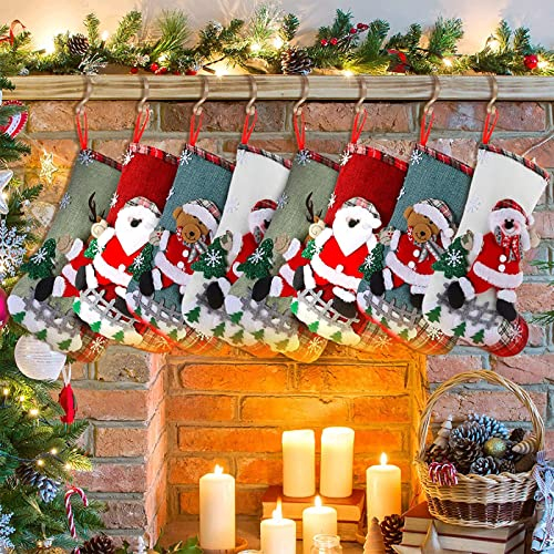 SATINIOR 8 Stück Weihnachtsstrumpf Klassisch 30,5 cm mit Aufhängern aus Legierung Kamin verstellbare Halter für Familienurlaub Kaminzubehör