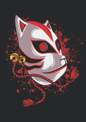 Notizbuch A5 liniert mit Softcover Design: Kitsune japanische Fuchs Maske Anime Manga Kawaii: 120 linierte DIN A5 Seiten