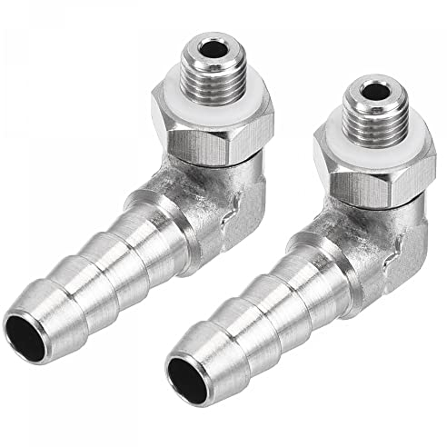 sourcing map Nickelé Cuivre Tuyau Barbelé Raccord Coude 6mm Barbelé M6x0,75 Mâle Filetage Droit Angle Tuyau Connecteur avec Rondelle Paquet de 2