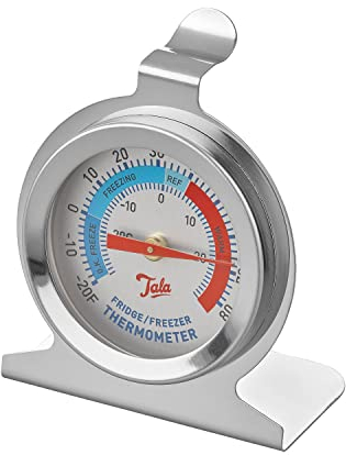 Tala Fridge and Freezer Thermometer, 2 Inch Wide Easy to Read dial, Celsius and Fahrenheit Markings, Metalic Silver