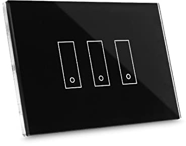 iotty i3 PLUS Interrupteur wifi intelligent pour lumières et portails compatible avec Google Home, Alexa et Siri, App IOS et Android, plaque tactile en verre rétro-éclairé, capteurs de température et