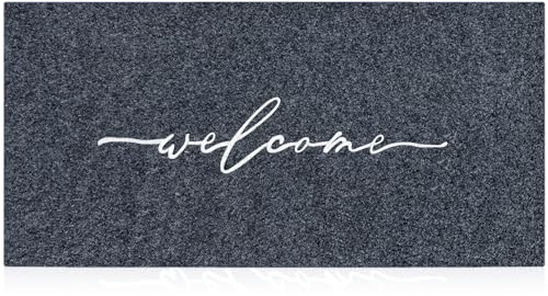 AAZZKANG Extra Large Doormat 120 x 45 cm Outdoor Welcome Rug with Durable Non Slip Rubber Backing Ultra Absorb Mud Front Door Mat for Entryway,High Traffic Areas, Gray