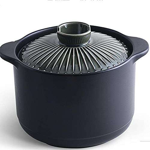 Olla de Arcilla con Tapa de Doble asa, sopera Pura, cazuela Redonda de cerámica, Olla de Barro, Olla de Barro, Utensilios de Cocina de cerámica-3L (5,5 L)