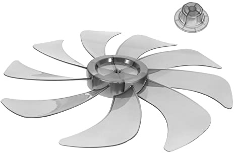 Veemoon Ventilatorblätter Ersatzteile 9-Blatt Kunststoff Transparent Schwarz 14 Zoll für Tischventilator Standventilator Bodenventilator Zubehör Lüfterflügel Geräuscharm Hitzebeständig