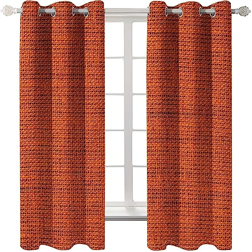 Homxi Blickdichter Vorhang Wohnzimmer 2er Set,2 x 137W x 274H cm,Küchengardinen Modern Blickdicht Orange Gewebter Druck Vorhang mit Ösen