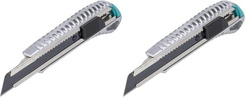 Wolfcraft Abbrechklingenmesser 4306000 – Extra scharfes Cutter Messer mit 18mm Abbrechklinge – Kompatibel mit Standardklingen (Packung mit 2)