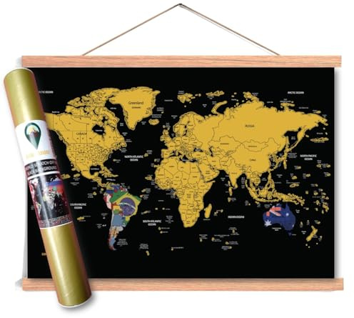 Global Walkabout Rubbelkarte mit Flaggen Hintergrund - Deluxe Weltkarte Poster in Reisegröße - Länder und Fakten - Reisegeschenk (schwarz)