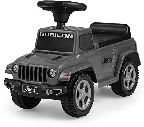 COSTWAY Ride on Push Along Car, Jeep Licensed Baby Foot to Floor Slider with Horn & Engine Sound, Storage Compartment, Toddler Sliding Walker for 18-36 Months (Grey)