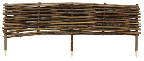 Beeteinfassung Größe 100x30 cm – Stekzaun aus Holz – Haselnuss Beetzaun zum Einschlagen in den Boden – Palisade zur Abtrennung von Blumenbeetwegen und Gartenbeeten