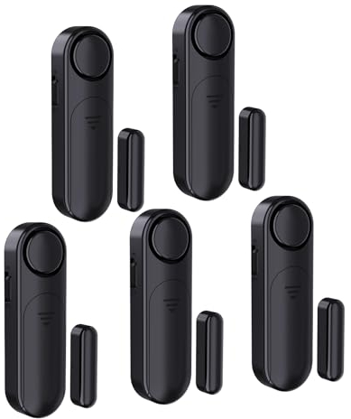 AKOYU Dörrlarm och fönsterlarmsensorer, dörrstopp larm magnetisk dörrsensorlarm, 120 dB fönsterlarm, 4 lägen (5-pack)