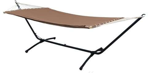 AMANKA Outdoor Hängematte mit Gestell 2 Personen - 310cm Hängemattengestell bis 120kg - 200x120 Hängematte für Garten mit Gestell Hängematte für Balkon Hängeliege mit Gestell Boho Gartenliege Hängend