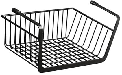 Gralara Panier de rangement sous étagère, panier en fil métallique, organisateur pour bureau, Noir