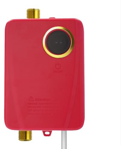 LUNICASHA Mini Caldaia Elettrica Scaldabagno Istantaneo Basso Consumo 220 V, Scaldabagno Istantaneo da Cucina Senza Serbatoio, Scalda Acqua per Bagno, Cucina, Rosso Lavato, 3500 W