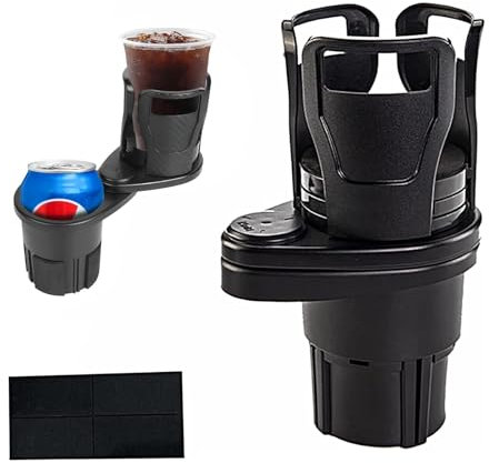 FANWINKJ Adjustable Car Cup Holder Expander, Universal Extender for Large Bottles, Expandable Holder for Water Bottles & Coffee Mugs, Black Adapter for Most Vehicles