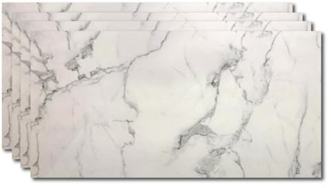 LoXus - Wall Cladding Marble Look, 4 Pieces, 120 x 60 cm, § Alternative to Bathroom Tiles, Kitchen Tile, Shower Wall Panels, PVC Wall Panel for Kitchen Splashback, Bathroom, Living Areas, 3D Wall
