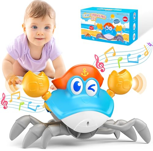 Hapikids krypande krabbleksak, babyleksaker 6 till 12 månader gåvor för 1-åriga flickor, pojkar, baby, sensoriska leksaker för 1, 2, 3 år gamla pojkar 1:a födelsedagspresenter för flickor och pojkar