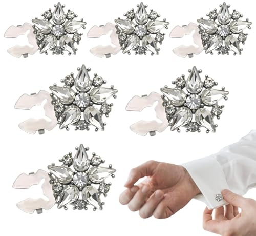 6 Piezas De Cubiertas De Botones De Diamantes De Imitación Con Clip Desmontables Para Camisa, Joyas y Accesorios De Ropa Elegantes Para Mujeres y Hombres