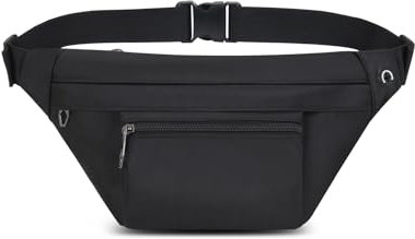 Man Bags, Bum Bags with Water Bottle Holder, Fanny Pack Headphone Jack, Dog Walking Bumbag for Running Cycling Traveling Camping Workout Outdoor Sport Bumbags (Black)