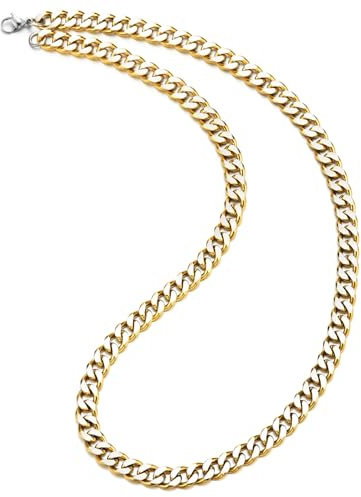 COOLSTEELANDBEYOND Pansarkedja i rostfritt stål, Miami kubanskt halsband, satinerat polerat, för män, Rostfritt stål, Ingen ädelsten
