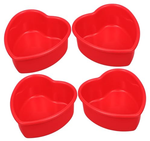 BESTOYARD 4piezas Moldes De Silicona Antiadherentes Forma De Corazón Para Hornear Pasteles Para Postres San Valentín Uso Horno Microondas y Freidora De Aire
