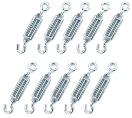 Kippen 1205AK - Confezione da 10 Pezzi di Tenditore con Gancio e Occhiello in Acciaio Zincato. Misura 5 mm.