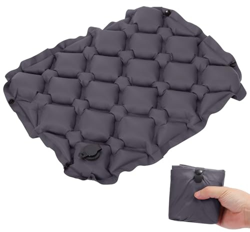 Fjquamitix Inflatable Seat Cushion Lightweight Stadium Seat Pad Travel Air Seat Cushion for Hiking Office Airplane Stadium Car (Dark Gray)