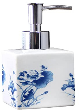 Dispensador de jabón, champú, Agua embotellada, dispensador de jabón de cerámica para baño, dispensador de loción, Ideal para Uso doméstico (9.5 oz) (A)