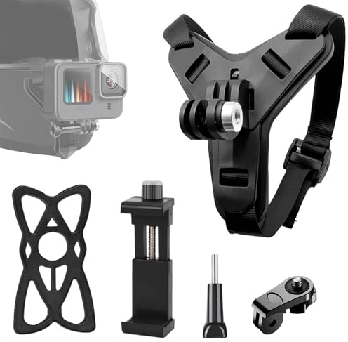 Dulynva Soporte para Cámara Action para Casco de Motocicleta, Antideslizante Chin Mount para GoPro Hero 13/12/11/10/9,dji OSMO Action 5 Pro Action 4/3,Insta360 X5 X4,Accesorios para Cámara de Acción