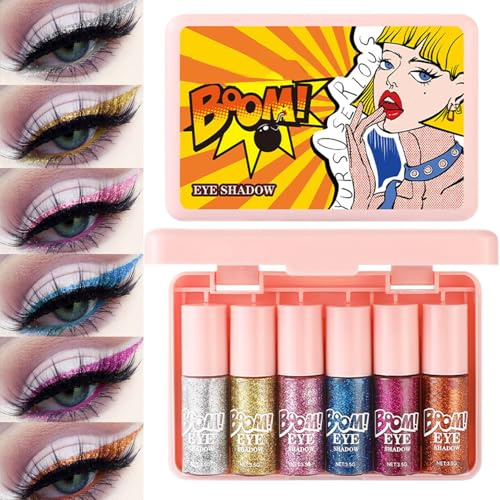Sombra de Ojos Líquida | 6 Piezas Cosméticos Líquidos Iridiscentes,Productos de Maquillaje Resistente a Manchas para Festivales, Fiestas y Diario