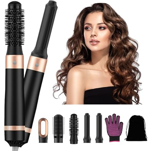 Beafaoo Hair Dryer Brush, 5 in 1 Hot Air Brush, 1000W Multi-Functional Hot Brushes with Detachable Heads for Hair Styling for Curling, Straightening, Drying, (with Heat-Resistant Gloves)