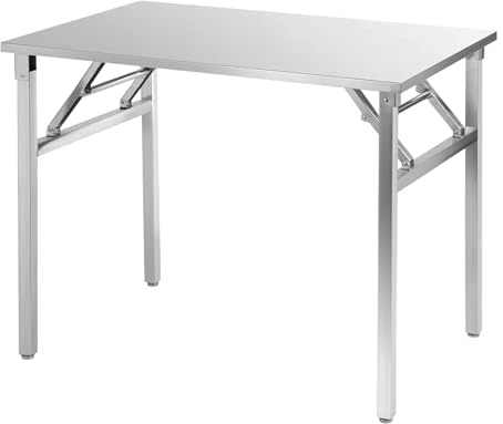 DELAUF Edelstahl Klappbar Arbeitstisch - Belastbarkeit 300 kg-für Outdoor-Camping/Wartungsraum/Lager/Küche(120x60x86cm)