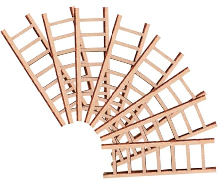 FUNOMOCYA 8pcs Miniature Wooden Ladder for Fairy Garden and Dollhouse Decor Compact Sturdy DIY Staircase Accessories for Bonsai Zen Table and Small Scene Ornaments in Beige