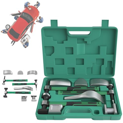 Set di martelli per carrozzeria, strumenti professionali per la riparazione di pannelli, ideale per la rimozione di ammaccature e modellatura della carrozzeria dell'auto, kit da 9 pezzi per carrelli e