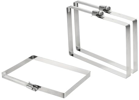 QUARKZMAN 3 Piezas Abrazadera Rectangular de Manguera de Acero Inoxidable 304, Ajustable 5.9 X 3.9 Pulgadas Abrazaderas Cuadradas Con Tornillo Sin Fin, Plateado