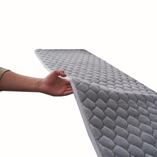 ILiemao Bankauflage & Sitzkissen Nach Maß 1,5cm Dick Waschbar, Flanell rutschfest für Innen/Outdoor(Grau,50x200 cm 20x79 in)