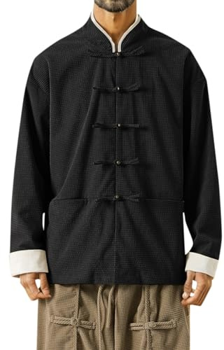 Generisch Chinesische Herren Traditionelle Kleidung Kung Fu Jacke Hemd Tang Anzug Tai Chi Uniform Wing Chun Kleidung Langarm Mantel Tops Kampfsport Anzug Warme Verdickt Hausmantel