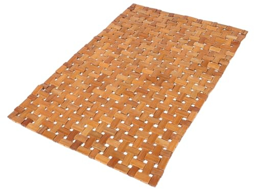 Generico Tappetino Pieghevole in Bambù 40x60 Cm Antiscivolo per Bagno e Sauna, Zerbino in Legno Naturale per Doccia e Wc, Portatile e Resistente per Ambienti Umidi