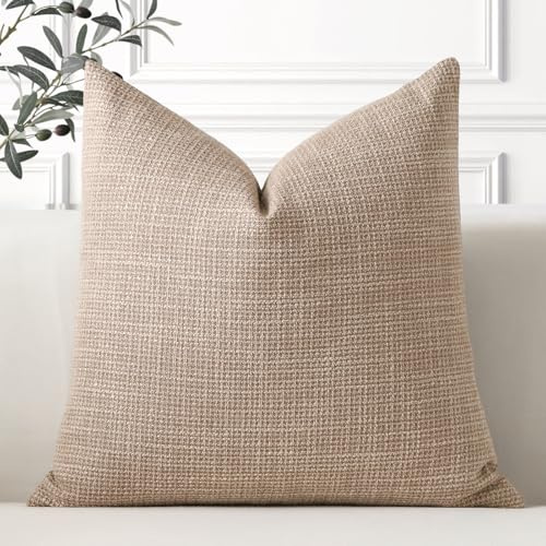 Artscope linne kuddfodral set med 1 dekorativt fyrkantigt örngott kuddöverdrag 60 x 60 cm för heminredning soffa sovrum bil 60 x 60 cm lätt kaffe