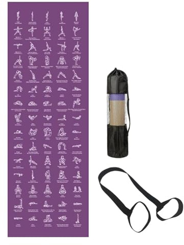 Pilatesmatta Med Stretchpositioner Dubbelsidig | Inomhus Utomhus Yogamatta Dam Herre För Resor Gym Studio Pilates Fitness Utomhus Lekplats Balans Knäträning