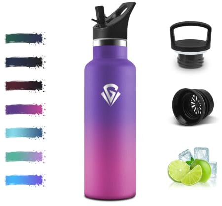 Borraccia Termica 500ML, 18/8 Acciaio Inox, Bottiglia Termica Bambini, Senza BPA, Termos, Sottovuoto a Doppia Parete, Bottiglia Termiche con Cannuccia, Borracce per Scuola, Sport