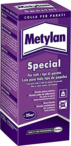 Metylan Special, Adesivo in Polvere per Carta da Parati, Rapida Preparazione, Resistente, Riposizionabile, Colla da parati facile da applicare, Per Parati pesanti, Resa 25 Mq con una Confezione, 200g