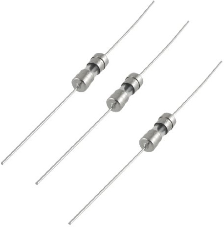 sourcing map 10 x 250V 1A Durchgangsloch Axiale 3.6 x 10mm | Träge Wirkend Sicherung