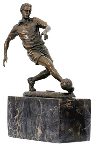 aubaho Escultura Trofeo - Jugador de fútbol - Estilo Antiguo - Bronce y mármol - 2,5